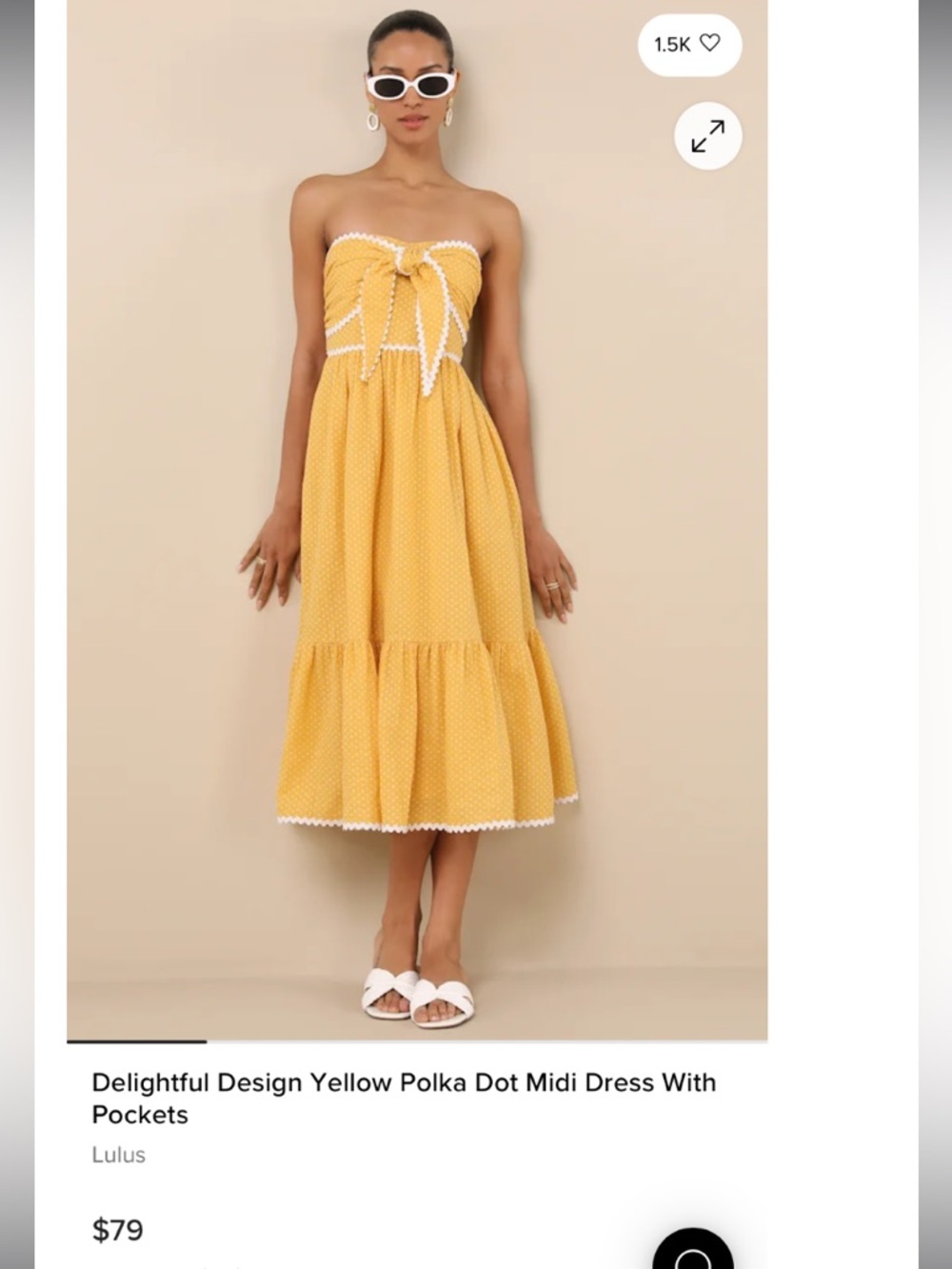 Delightful Design Yellow Polka Dot Midi Dress With Pockets
Lulus. - Picture 3 of 16